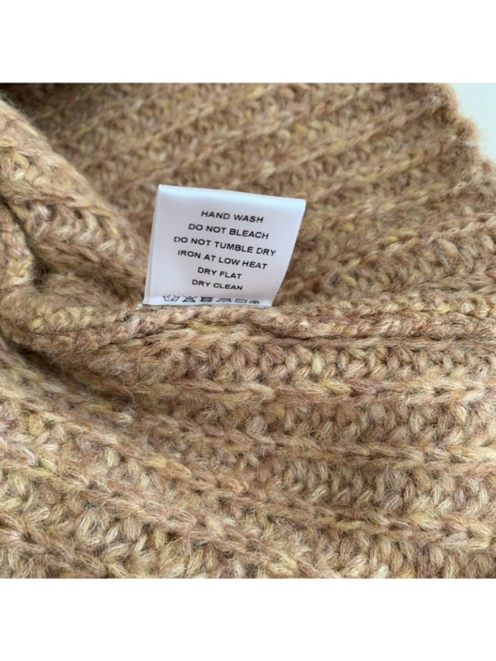 L’academie Medium Alpaca Wool Sweater Oversized Tan Brown Chunky Knit Soft - Picture 9 of 9